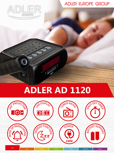 Adler AD 1120 Radiowecker mit Projektor und LED-Display